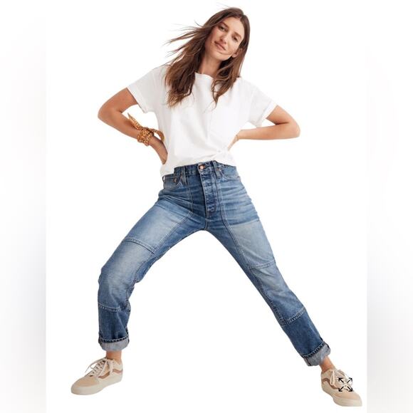 Rivet & Thread Limited Edition High-Rise Slim Boyjeans: Thigh-Patch, Urban, 25” - Picture 1 of 11
